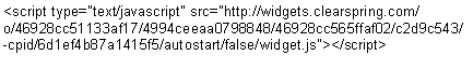 Textfeld: <script type="text/javascript" src="http://widgets.clearspring.com/o/46928cc51133af17/4994ceeaa0798848/46928cc565ffaf02/c2d9c543/-cpid/6d1ef4b87a1415f5/autostart/false/widget.js"></script>